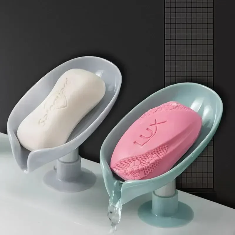 Kitchen Zo - 水切り石鹸ホルダー 葉っぱ型石鹸置き 吸盤トレイ シャワー用スポンジ容器 キッチン/バスルームアクセサリー