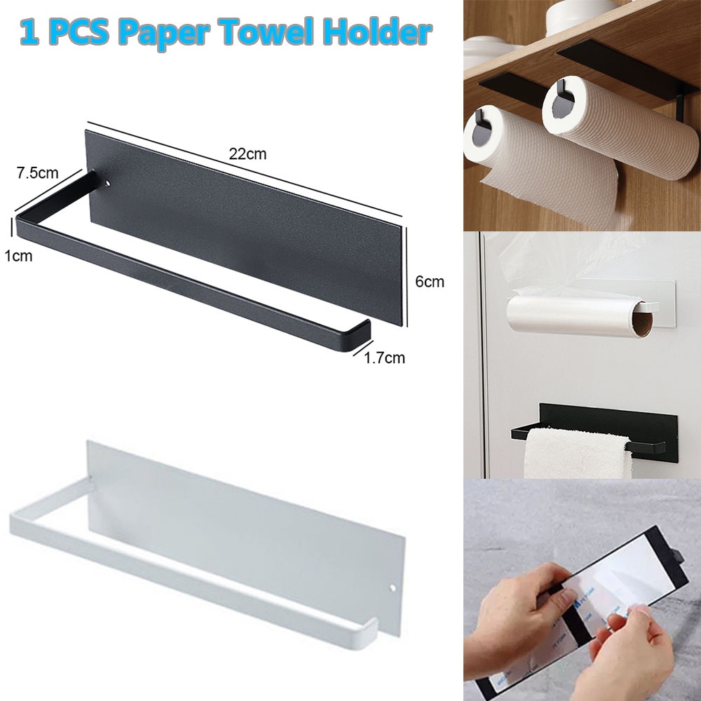 Kitchen Baking Paper Holder - 1 個家庭用キッチンロールペーパーホルダー耐久性のある自己粘着タオルハンギングラック (ラックのみ)