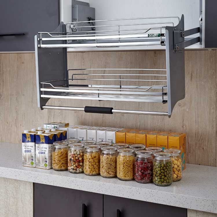 Kitchen Up - キッチン用品 キッチンキャビネット リフティング収納 フラットワイヤー リフトアップ プルダウン