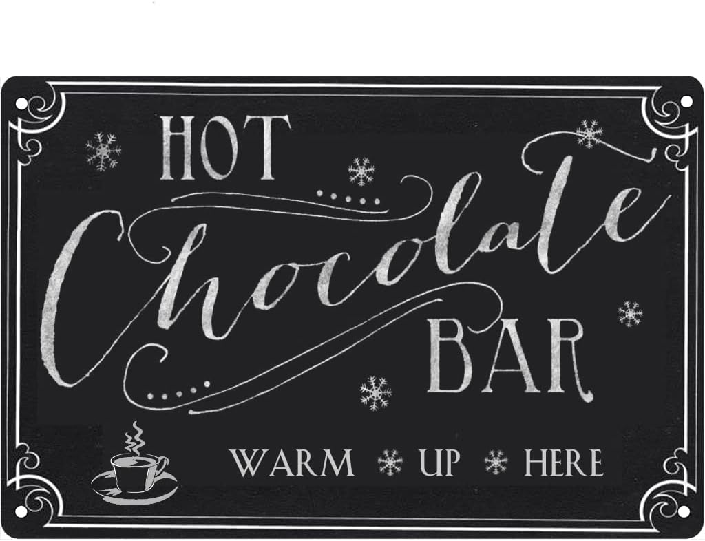Kitchen Up - Ewxibnc ホットチョコレートバーの看板、キッチンやカフェ、家庭用の装飾品、金属製の壁飾り、レトロ調のプレート - アルミニウム製