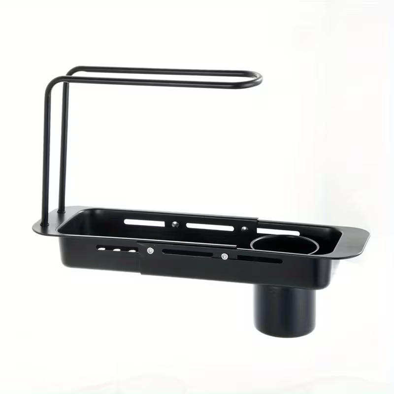 Kitchen Uncle - 洗練されたデザイン、拡張可能なステンレス製キッチンシンクオーガナイザー - スポンジホルダー付き食器乾燥ラック、あらゆるシンクに適合