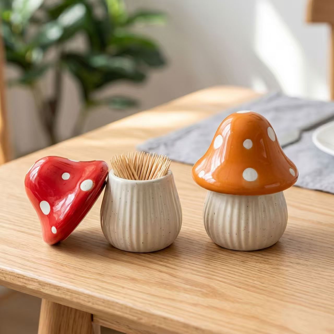 漫画のキノコ型セラミック収納ジャー、家庭用デスクトップつまよ - Kitchen Zo のレビューと価格