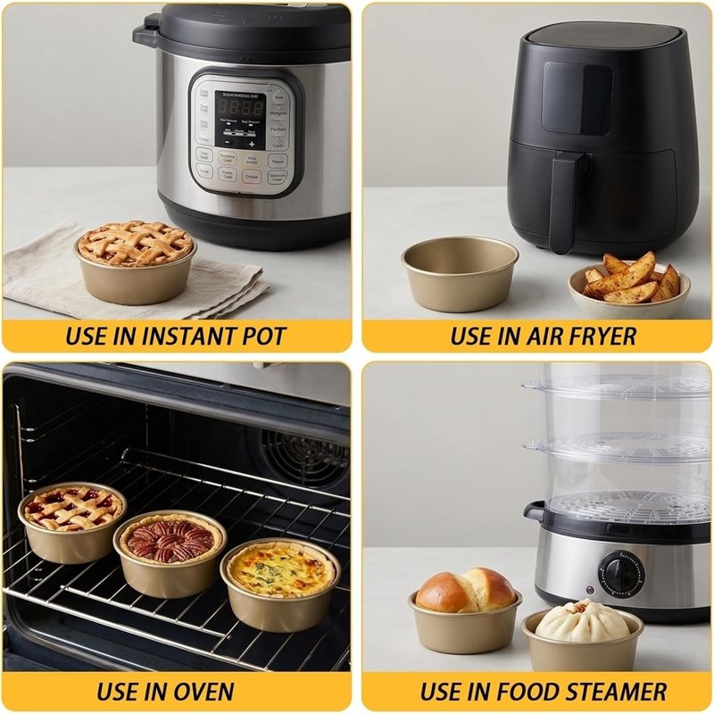 ABUG-ミニパイパン 8個パック、4インチ再利用可能なノン - Muffin Tin Nonstick のレビューと価格