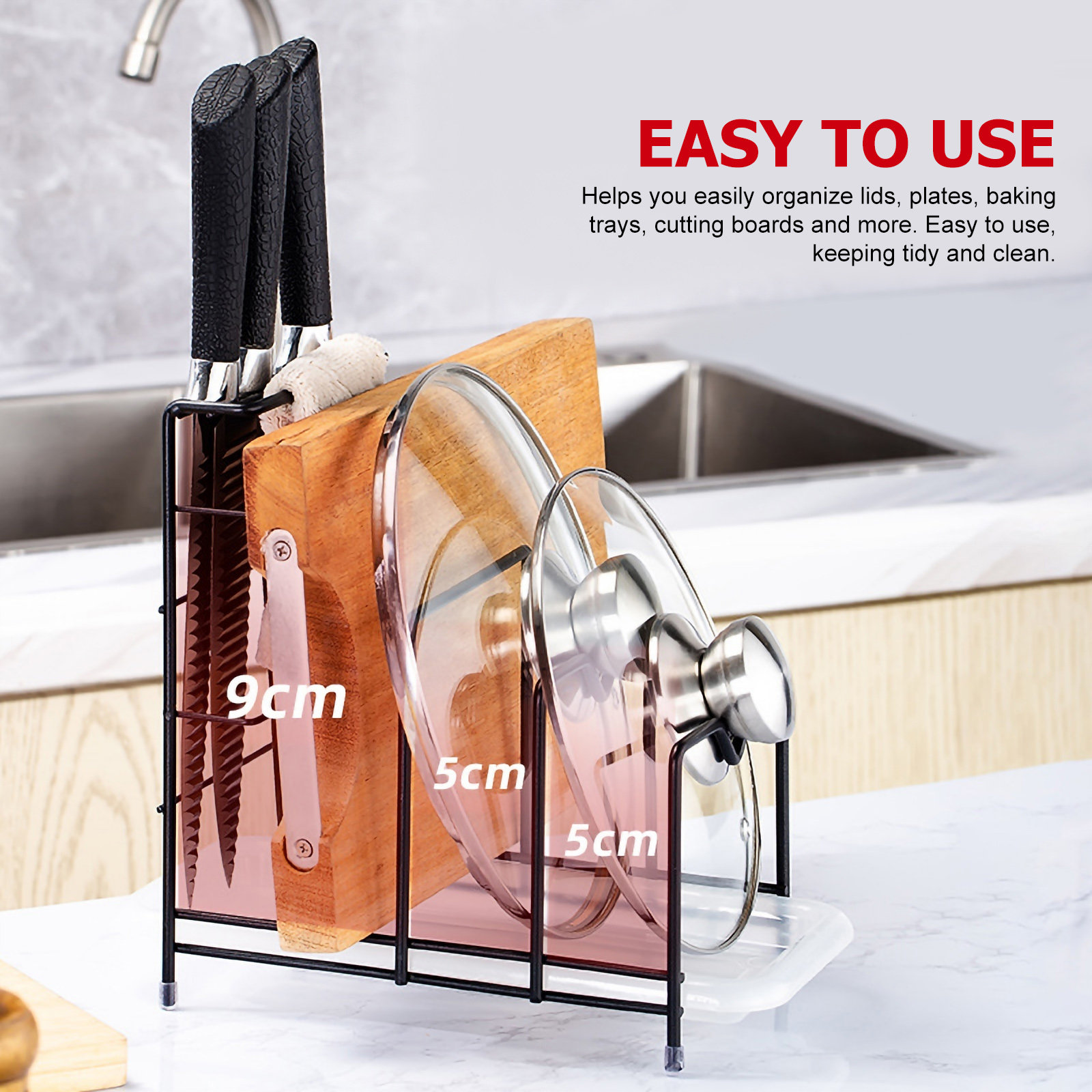 鍋蓋収納オーガナイザー、まな板スタンド、キッチンキャビネット - Kitchen Cabinet Baking Sheet Organizer のレビューと価格