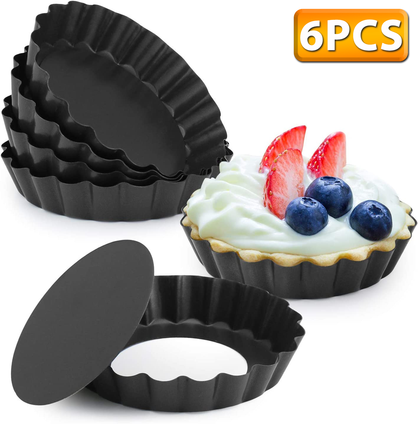 取り外し可能な底部を備えたミニタルトパン、焦げ付き防止の丸い - Muffin Tin Nonstick のレビューと価格