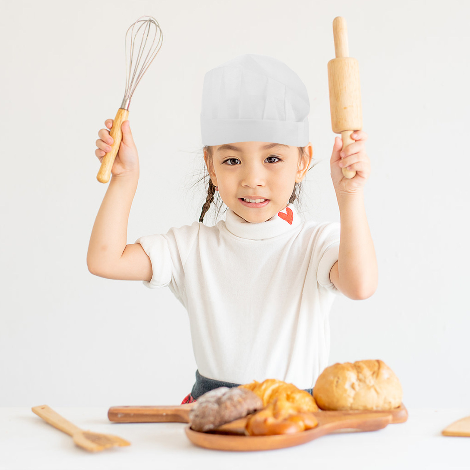 15個入り使い捨て子供用シェフハット、小型ホワイト不織布キッ - Baking Kitchen For Kids のレビューと価格