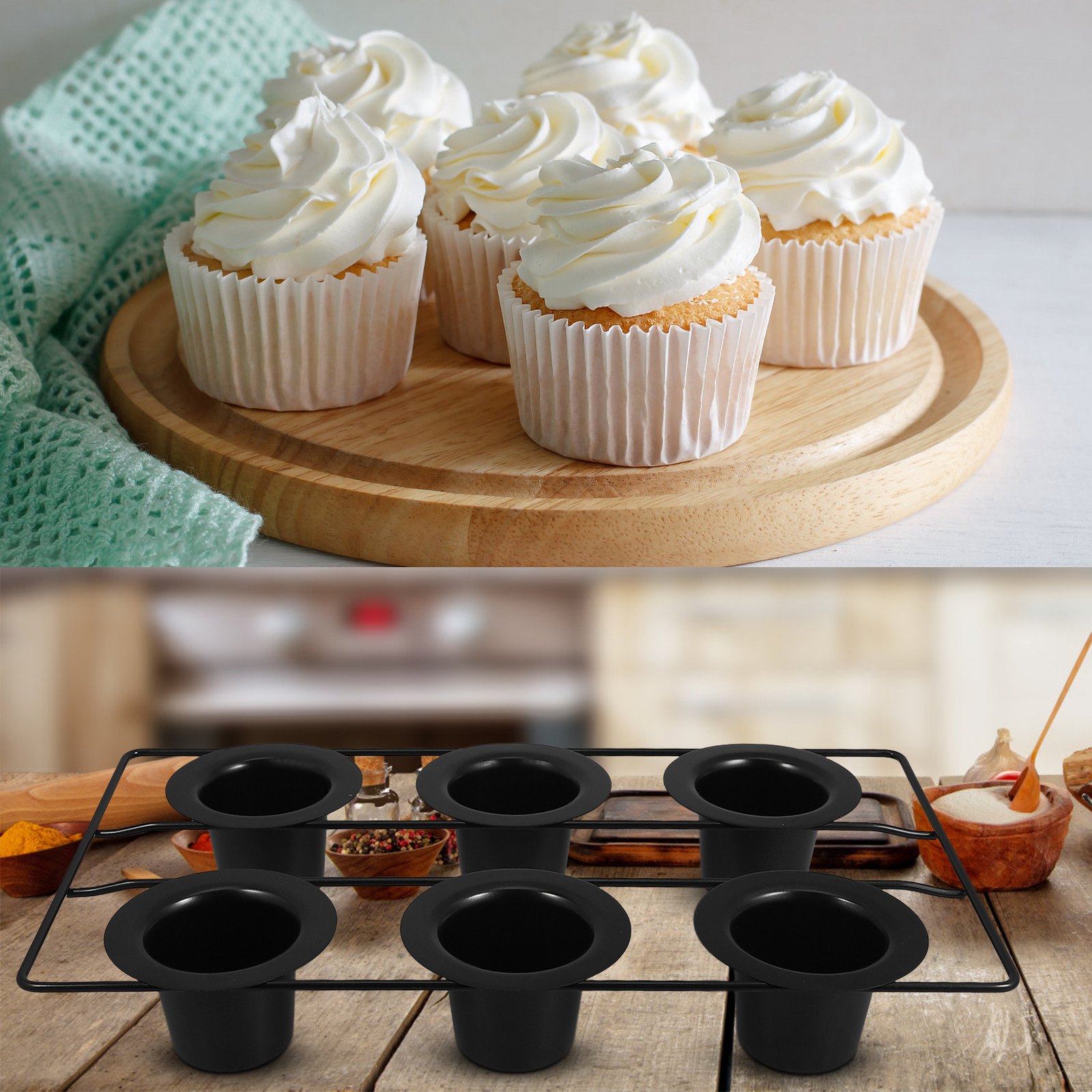 6個用、厚手の黒色炭素鋼製、焦げ付き防止加工のマフィン型。オ - Muffin Tin Nonstick のレビューと価格