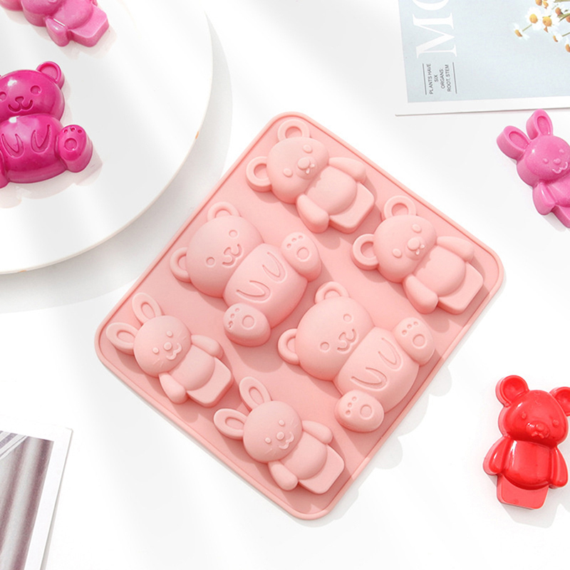 シリコーン型かわいい漫画動物チョコレートケーキベーキングモー - Baking Kitchen For Kids のレビューと価格