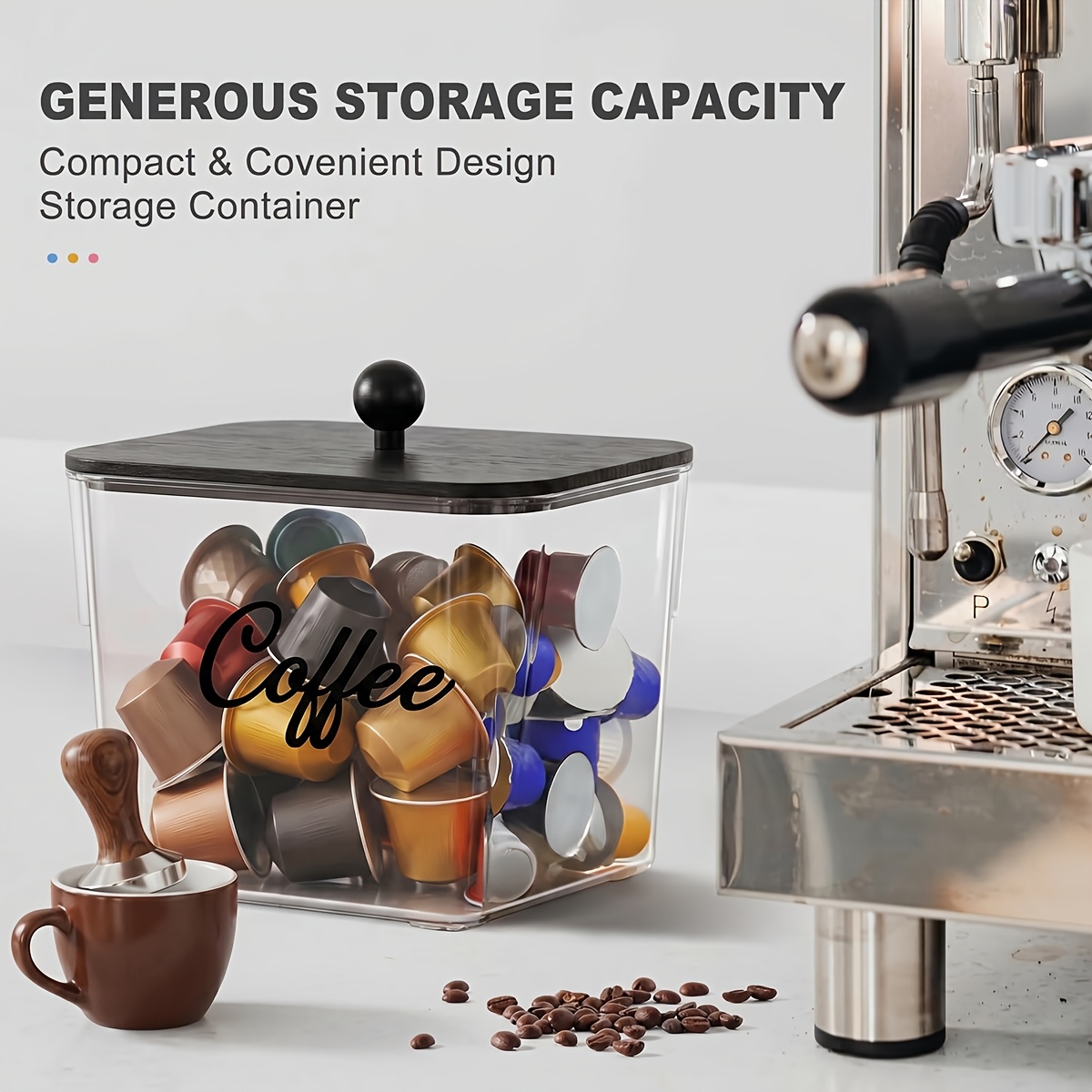 蓋付きコーヒーポッドホルダー プラスチック製収納ボックス K - Kitchen Zo のレビューと価格