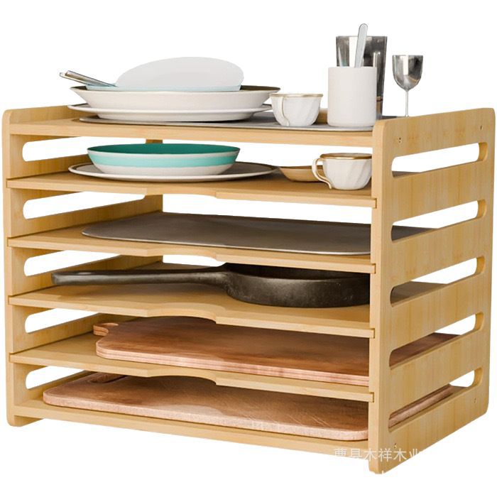 無垢材キッチン収納ラックキャビネット多層食器整理ラックトレイ - Kitchen Cabinet Baking Sheet Organizer のレビューと価格