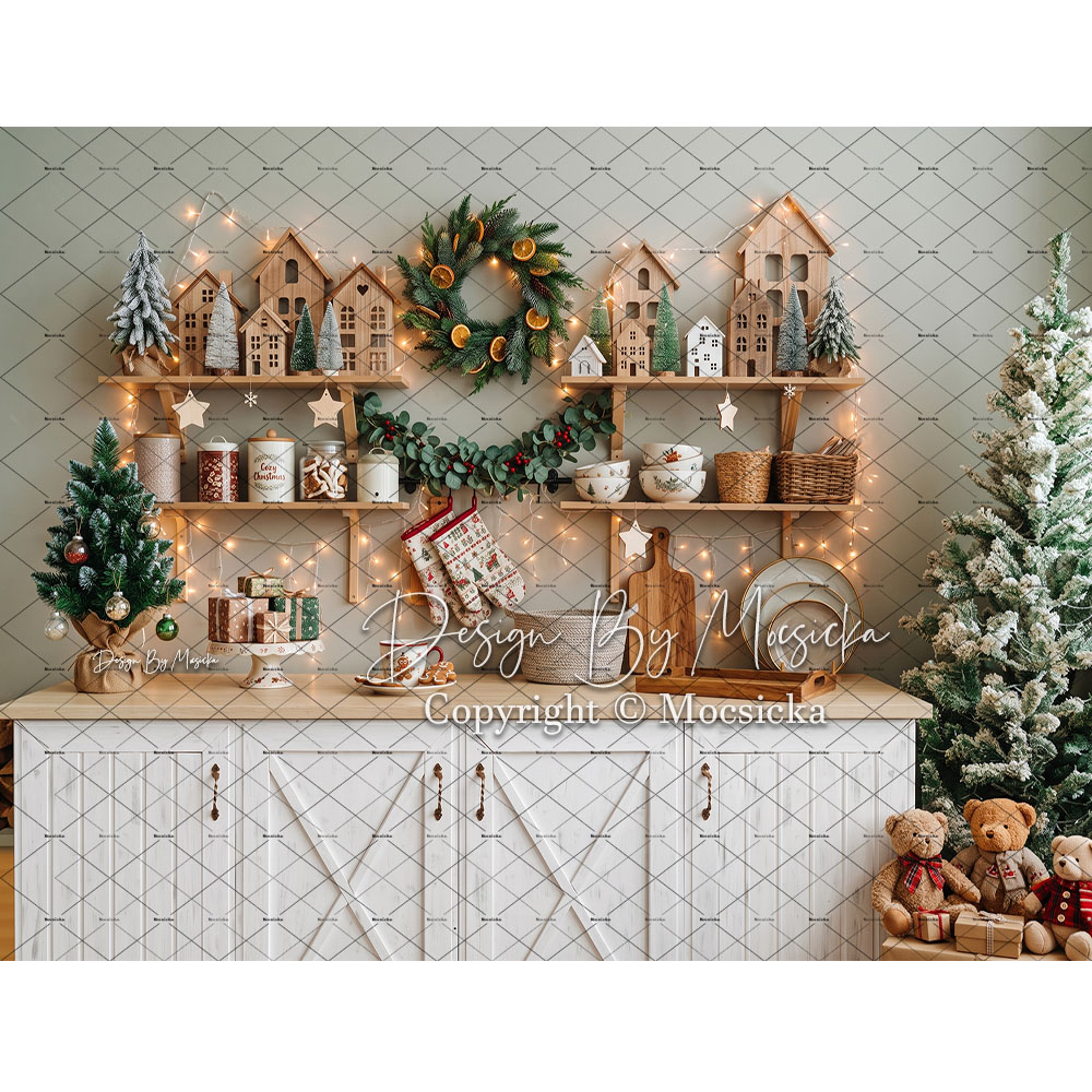 モクシカ クリスマス ジンジャーブレッド キッチン背景 写真 - Baking Kitchen For Kids のレビューと価格