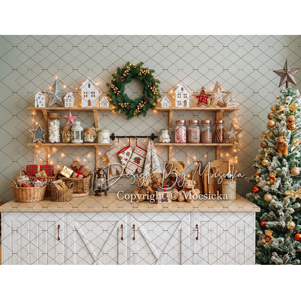 モクシカ クリスマス ジンジャーブレッド キッチン背景 写真 - Baking Kitchen For Kids のレビューと価格