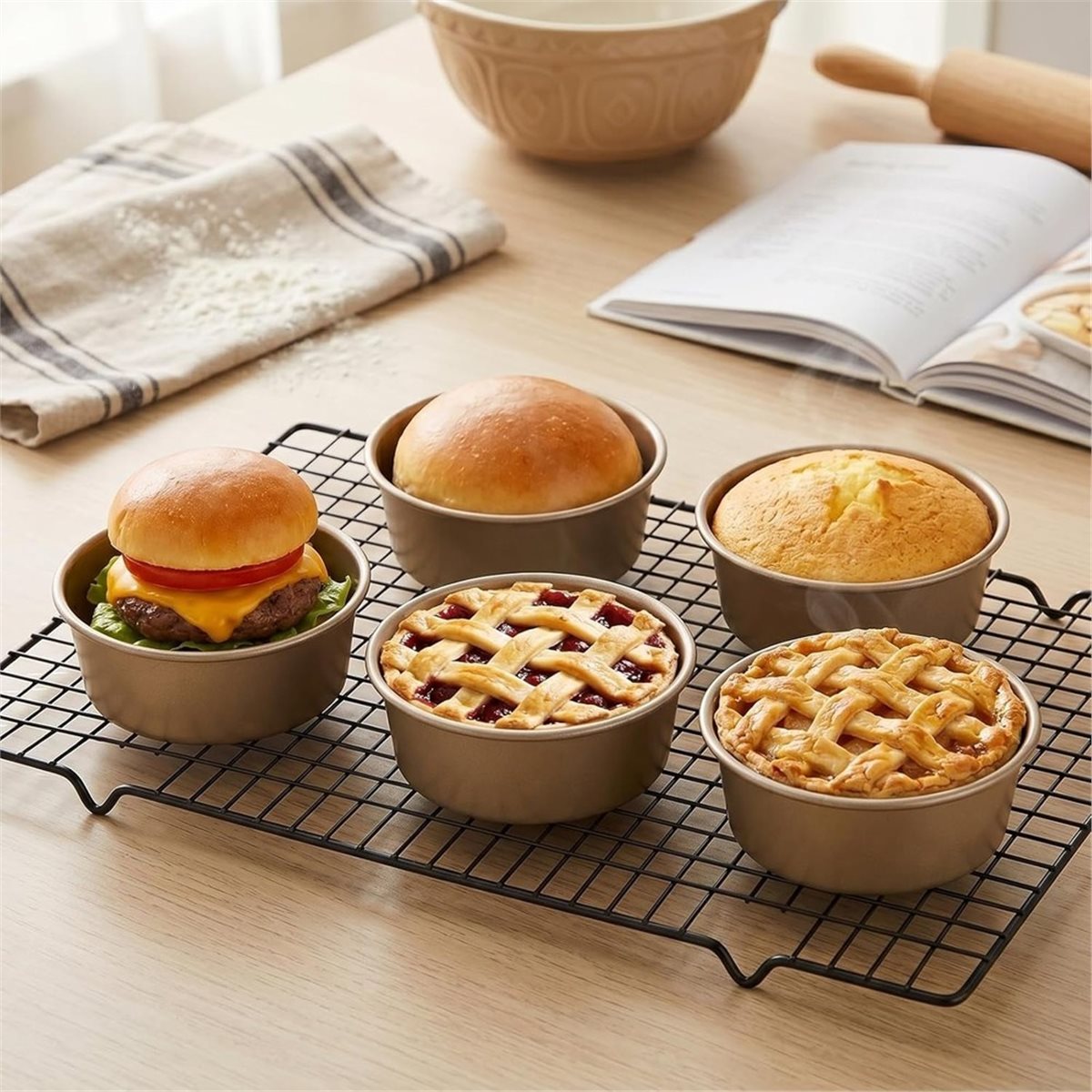 8パックミニパイパン、4インチ再利用可能なノンスティック小型 - Muffin Tin Nonstick のレビューと価格
