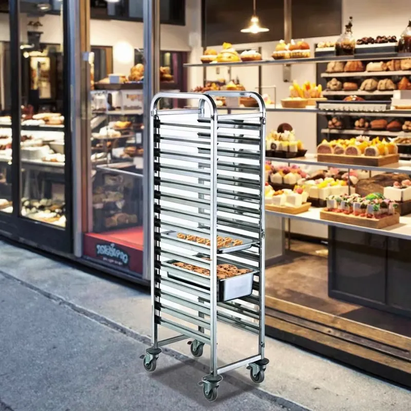 ステンレス製ヘビーデューティー4輪GNパン台車 ベーカリー冷 - Kitchen Baking Trolley のレビューと価格