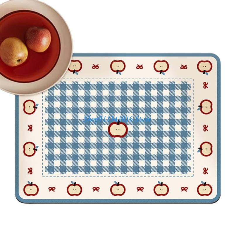 滑り止めキッチン乾燥マット高速吸収漫画パターン皿パッド家の装 - Kitchen Baking Counter のレビューと価格