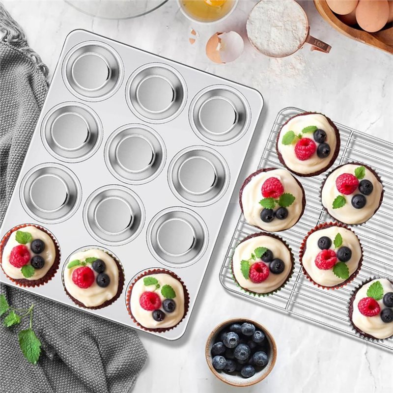 ABAE-マフィンパン、ステンレススチール製カップケーキ型（ - Muffin Tin Nonstick のレビューと価格