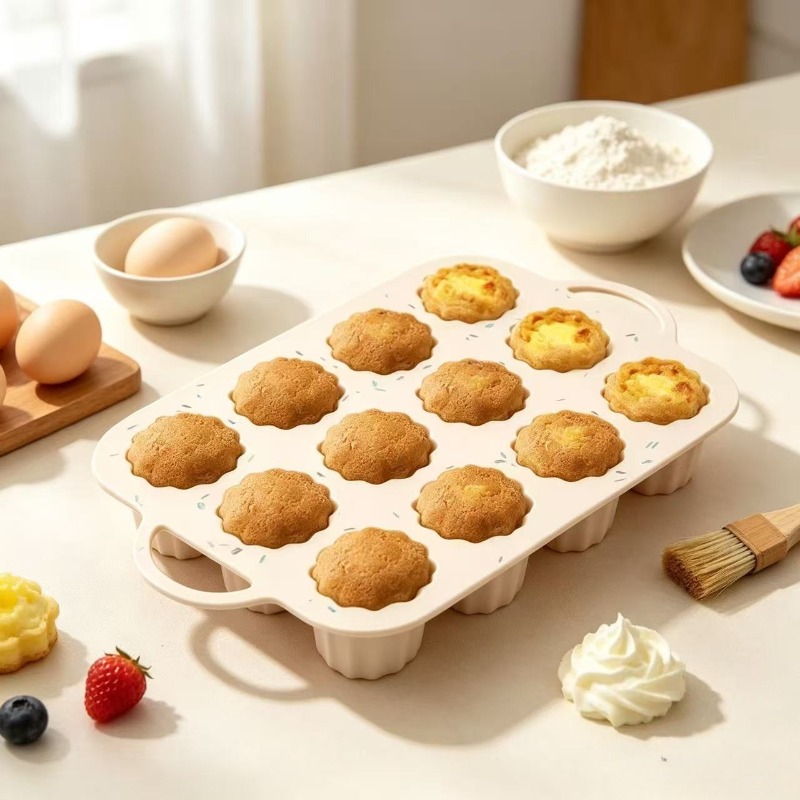 12カップノンスティックカップケーキパン、食品グレードシリコ - Muffin Tin Nonstick のレビューと価格