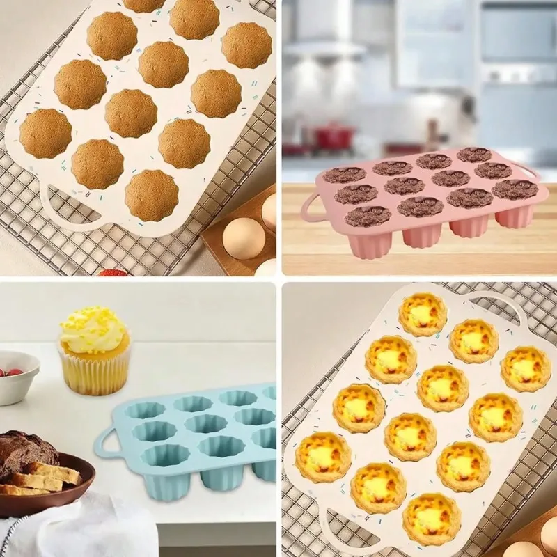 12カップノンスティックカップケーキパン、食品グレードシリコ - Muffin Tin Nonstick のレビューと価格