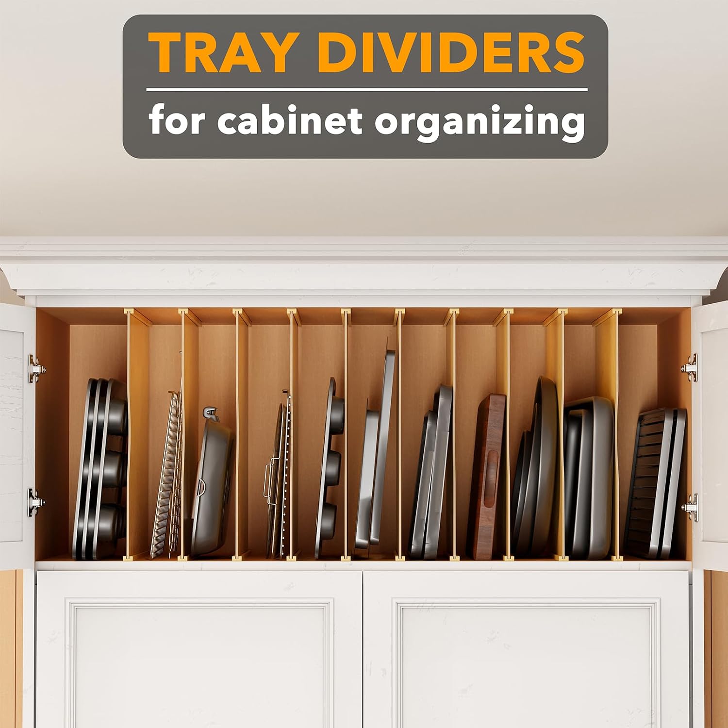 10個入り竹製トレイ仕切り板（キッチンキャビネット用）、縦型 - Kitchen Cabinet Baking Sheet Organizer のレビューと価格